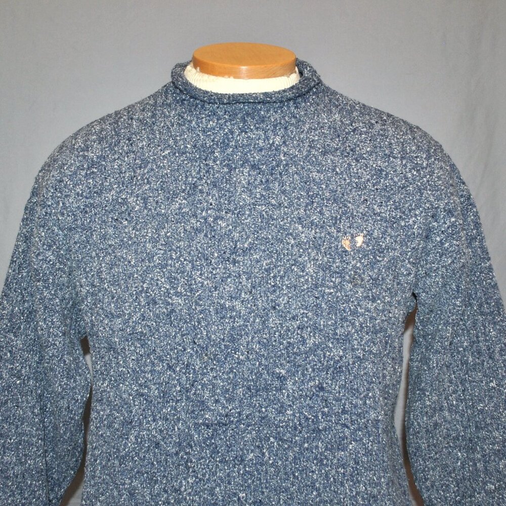 Vintage Ocean Pacific Sweater Size XL Blue & White Knit Roll Neck Pullover - Picture 4 of 12